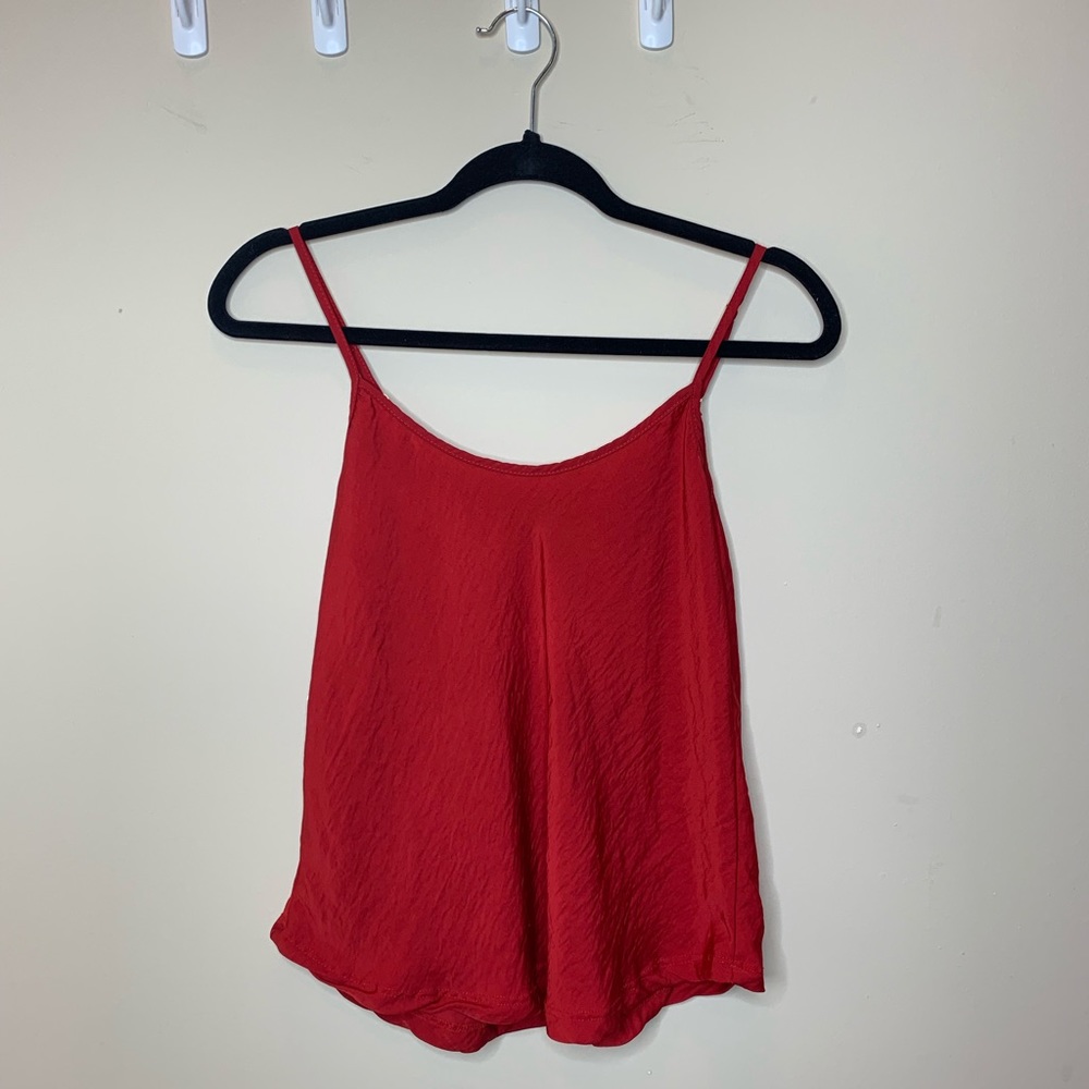 Red soft spaghetti shirt.